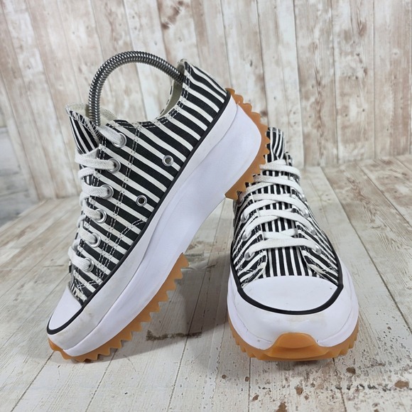 Converse Run Star Hike Low Top Black White Striped Platform Sneakers A03297C 7.5 - Picture 5 of 8